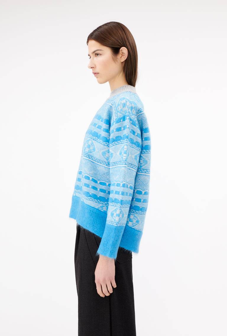 Odeeh Graphic Norwegian Pullover, Himmelblau zollfrei