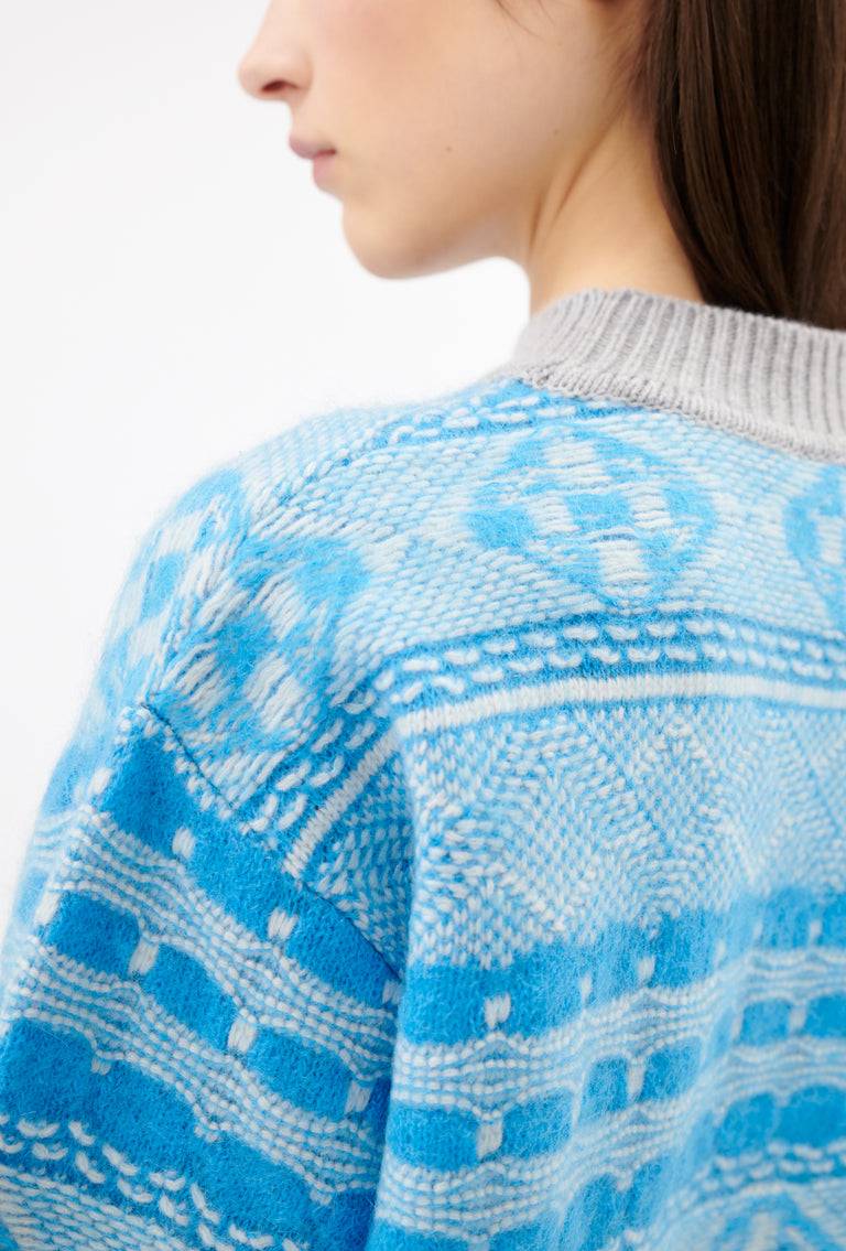 Odeeh Graphic Norwegian Pullover, Himmelblau zollfrei