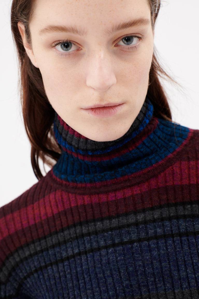 Odeeh Placed Stripe Wool Pullover, Vermillion Online