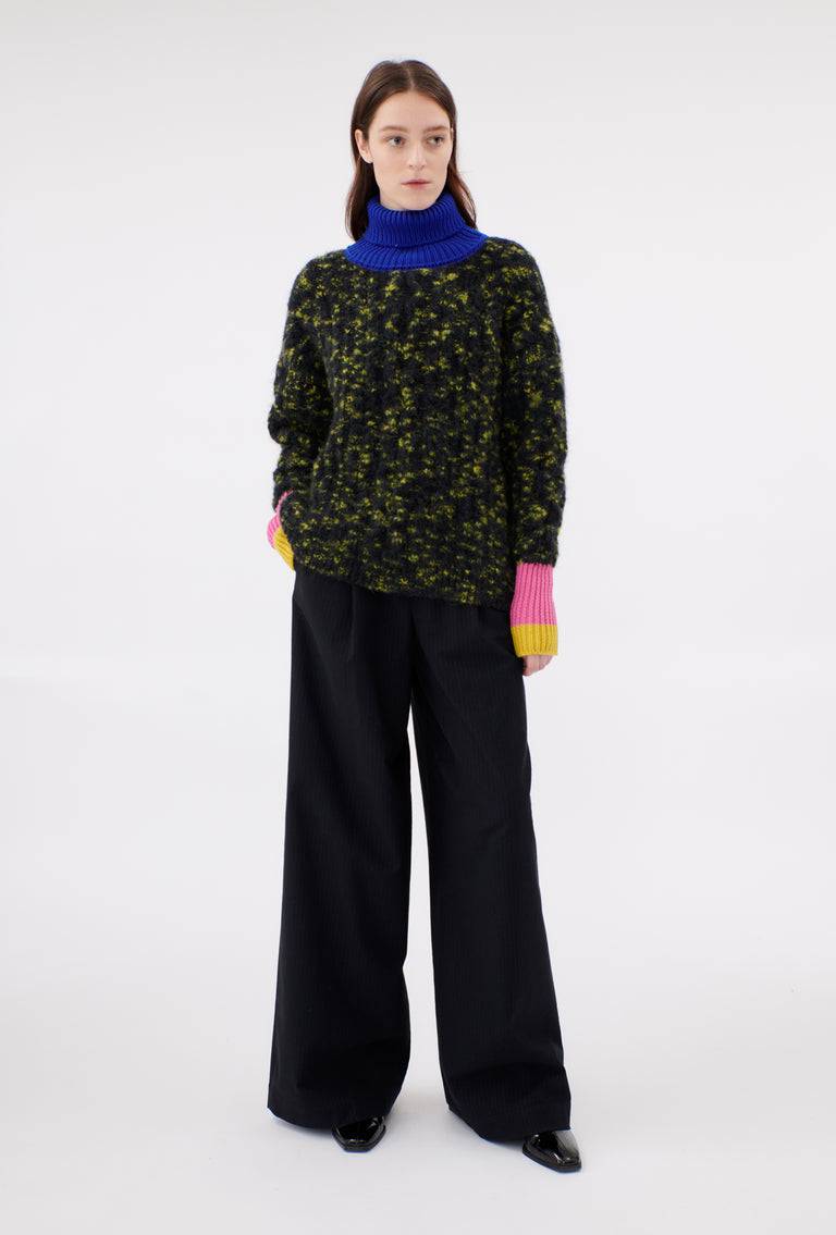 Odeeh Color Block Patch Pullover, Dark Moss Verkauf