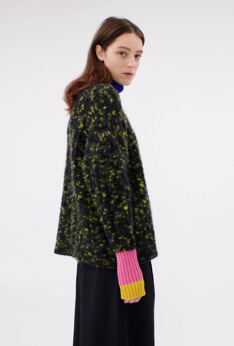 Odeeh Color Block Patch Pullover, Dark Moss Verkauf
