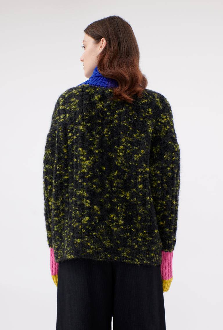 Odeeh Color Block Patch Pullover, Dark Moss Verkauf
