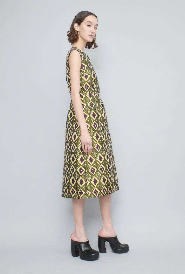 Odeeh Ethno Rhombs Kleid, Moss Limitierter Zeitrabatt