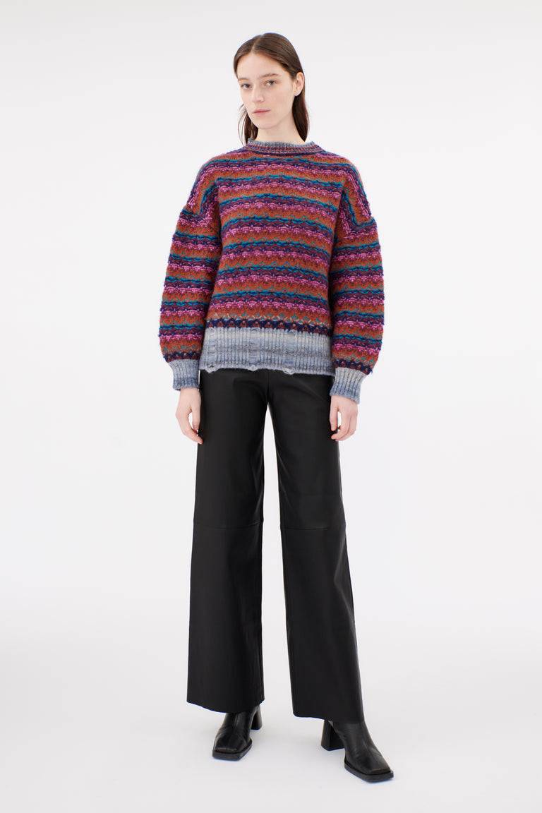 Odeeh Blurry Stripes Wool Pullover, Cinnamon Online Shopping