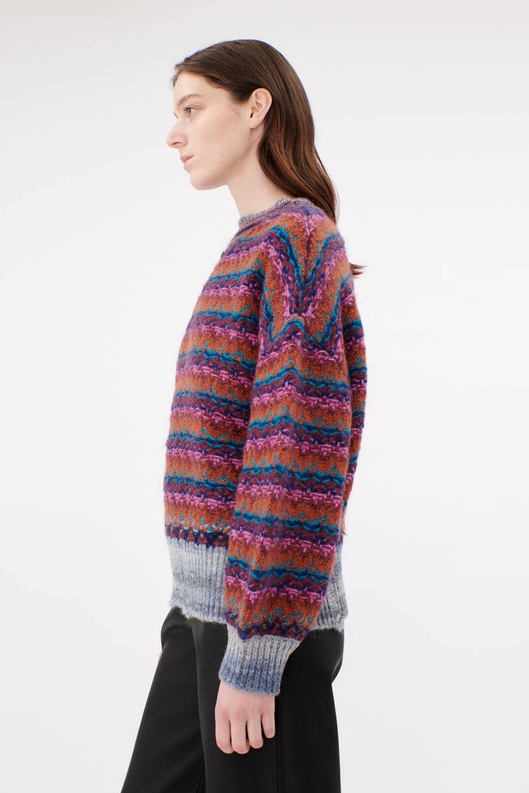 Odeeh Blurry Stripes Wool Pullover, Cinnamon Online Shopping