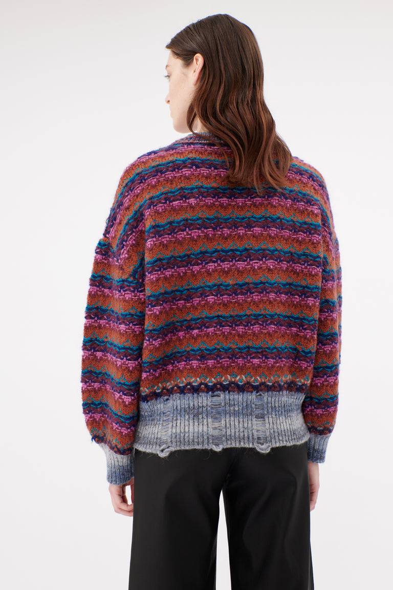 Odeeh Blurry Stripes Wool Pullover, Cinnamon Online Shopping