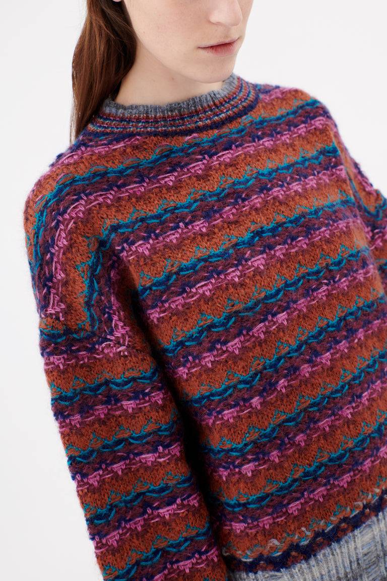 Odeeh Blurry Stripes Wool Pullover, Cinnamon Online Shopping