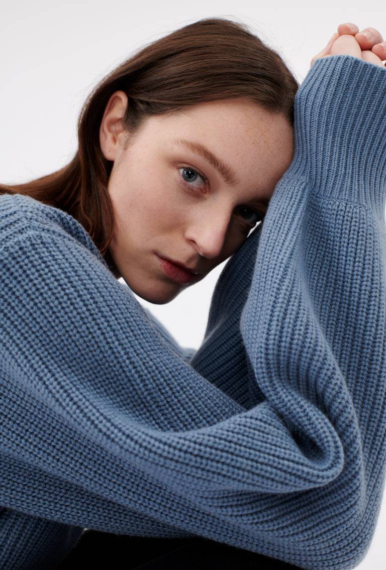 Odeeh Cash-Wool-Mix Pullover, Frosty Blue Saisonschlussverkauf