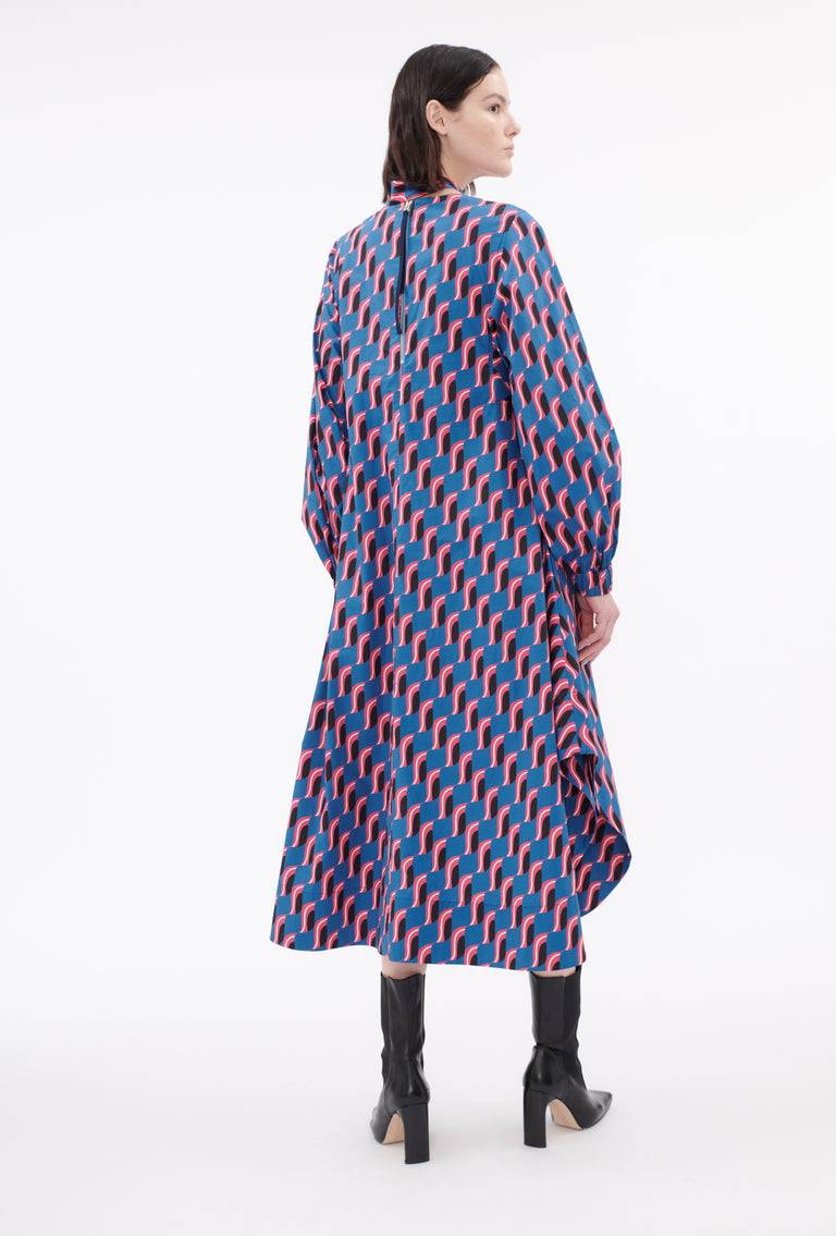 Odeeh Abstract Leaves Kleid, Steel Blue Muttertagsangebot