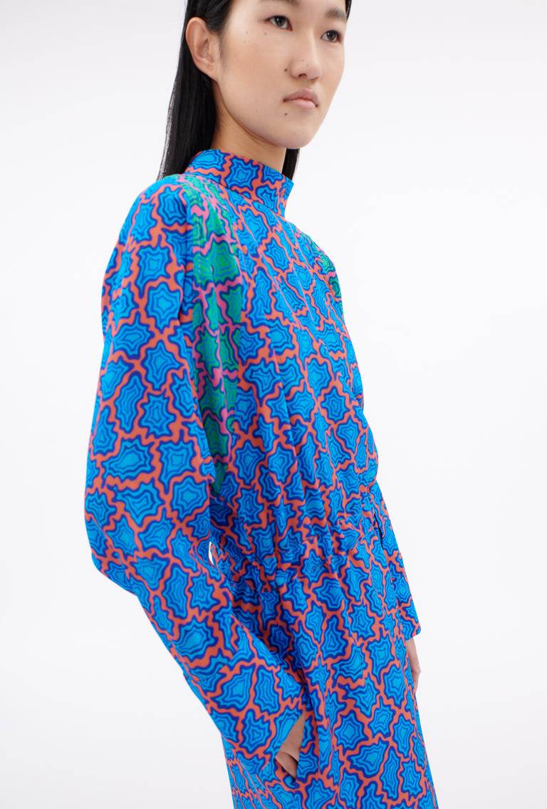 Odeeh Memphis Achats Crepe de Chine Kleid, Turquoise Blue Neuheiten