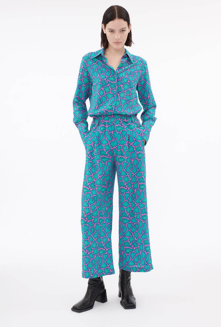 Odeeh Memphis Achats Crepe de Chine Hose, Carribean Green Bestseller