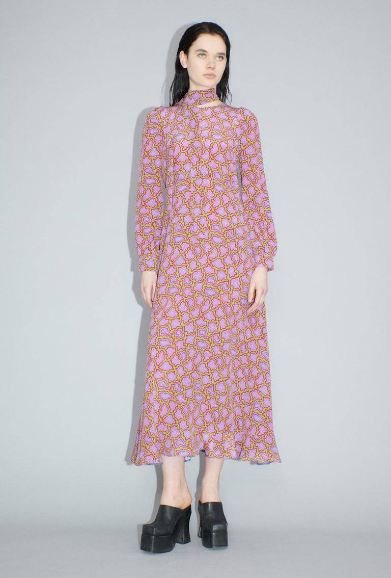 Odeeh Memphis Achats Crepe de Chine Kleid, Periwinkle Blue Tägliche Deals