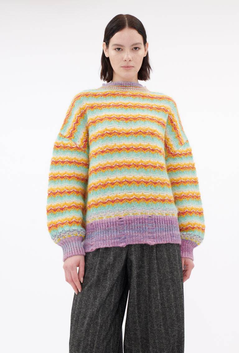 Odeeh Blurry Stripes Alpaca Wool Pullover, Jade Kostenlose Rückgabe