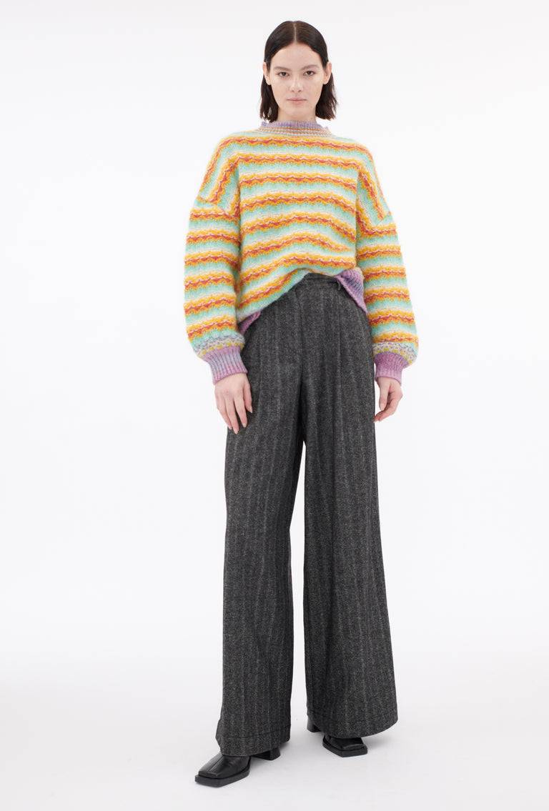 Odeeh Blurry Stripes Alpaca Wool Pullover, Jade Kostenlose Rückgabe