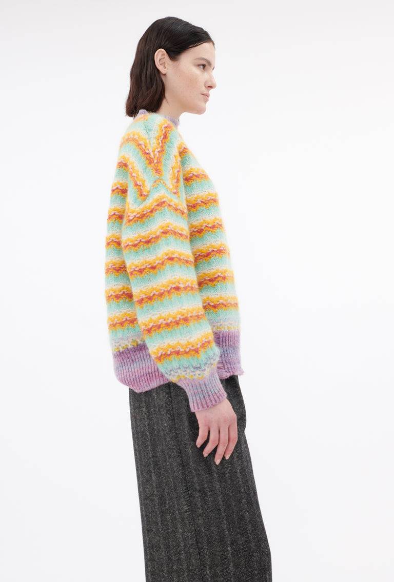 Odeeh Blurry Stripes Alpaca Wool Pullover, Jade Kostenlose Rückgabe