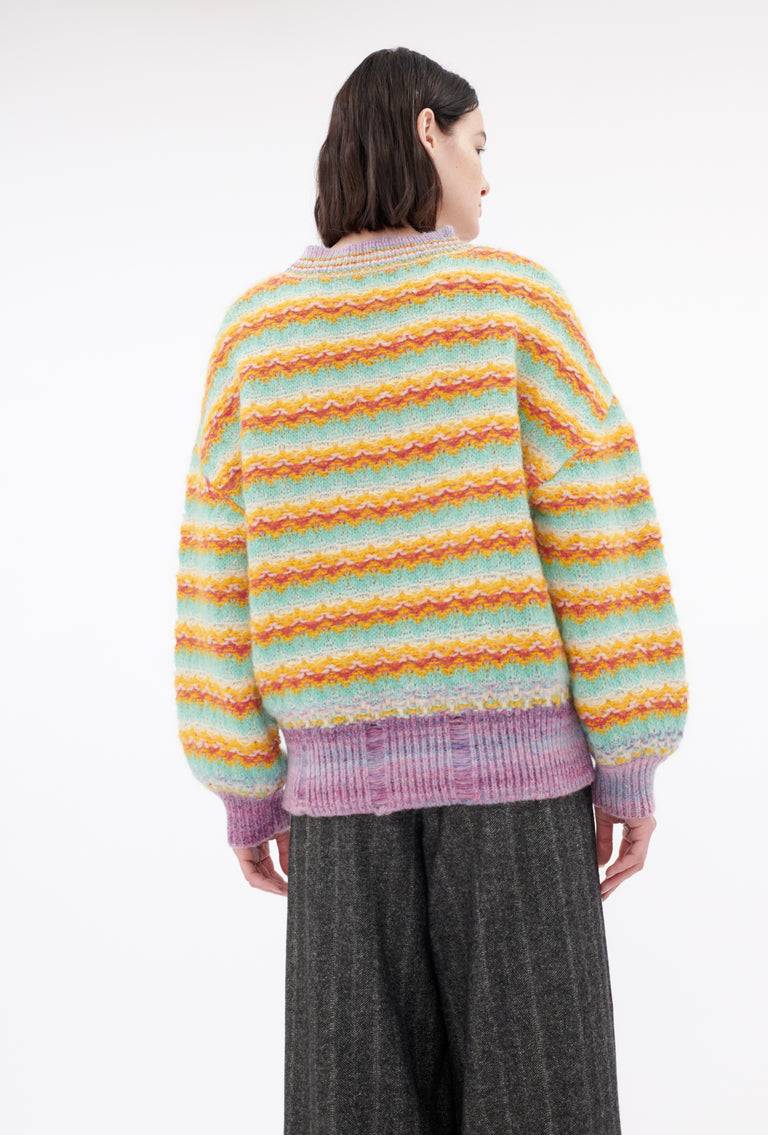 Odeeh Blurry Stripes Alpaca Wool Pullover, Jade Kostenlose Rückgabe