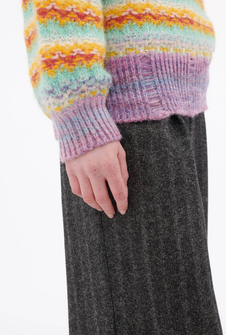 Odeeh Blurry Stripes Alpaca Wool Pullover, Jade Kostenlose Rückgabe