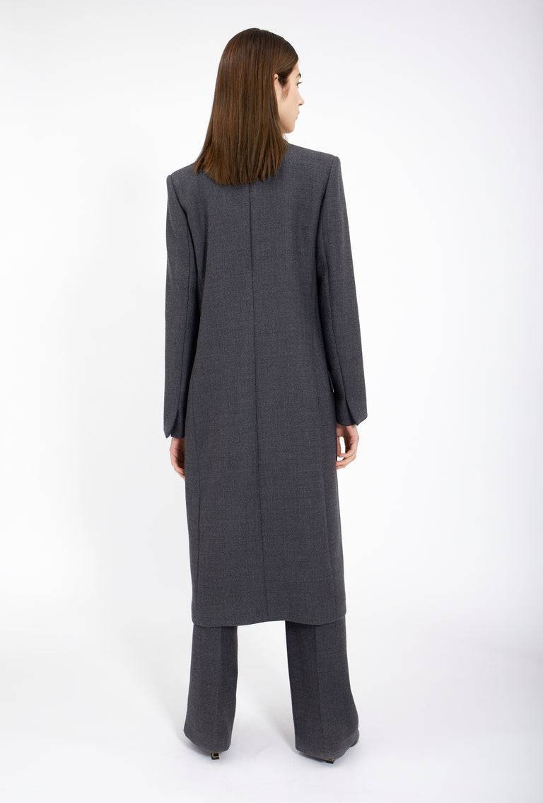 Odeeh Savile Row Wool Pique Mantel, Charcoal Letzte 3 Tage