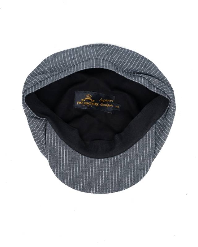 Pike Brothers 1928 Newsboy Cap grey striped linen Verkauf