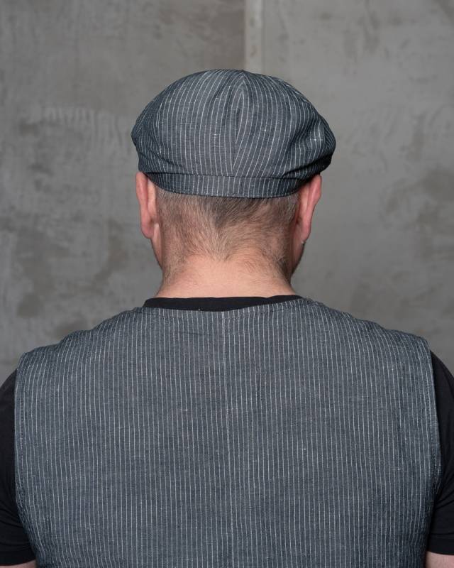 Pike Brothers 1928 Newsboy Cap grey striped linen Verkauf