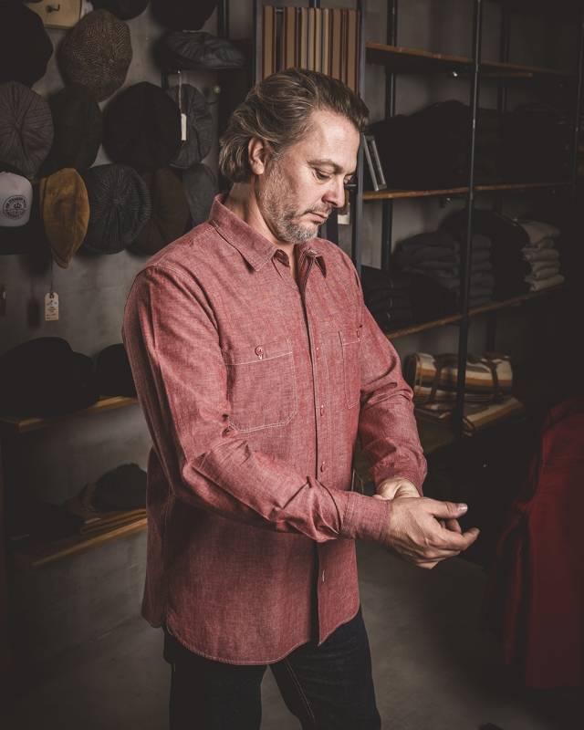 Pike Brothers 1940 USN Chambray Shirt Harbor Red Sonderangebot