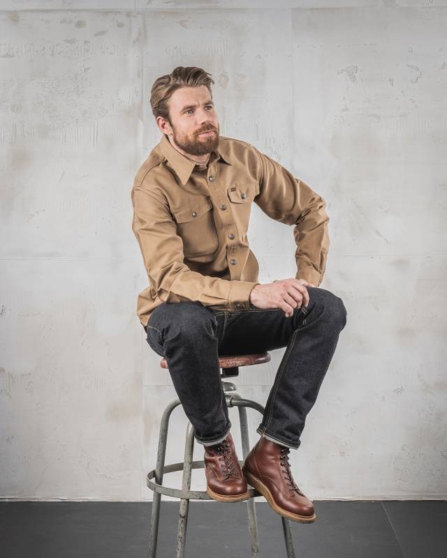 Pike Brothers 1967 CPO Shirt waxed khaki Kostenlose Rückgabe