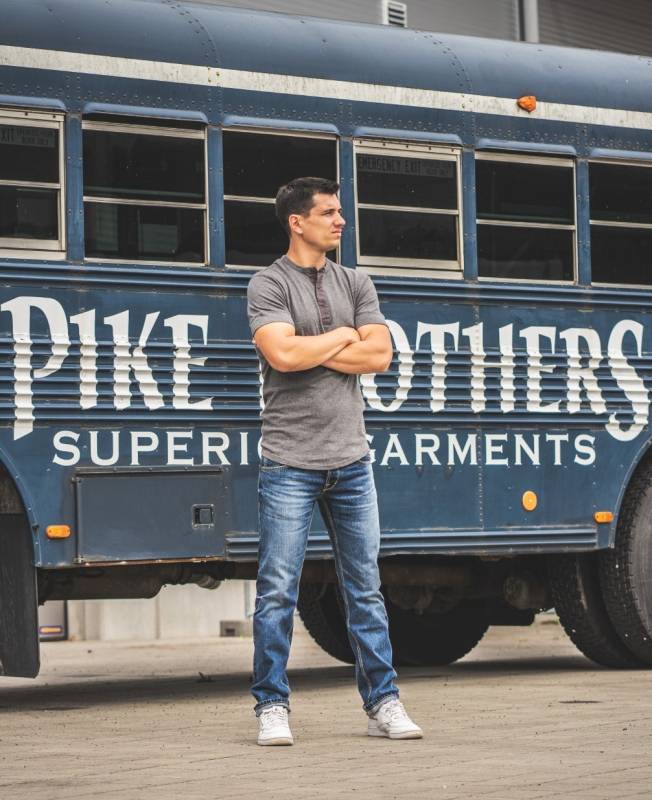 Pike Brothers 1927 Henley Shirt short sleeve ecru melange Fabrikverkauf