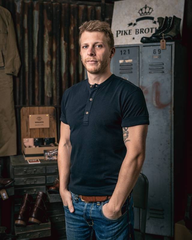 Pike Brothers 1927 Henley Shirt short sleeve Mojave blue Weihnachtsangebot