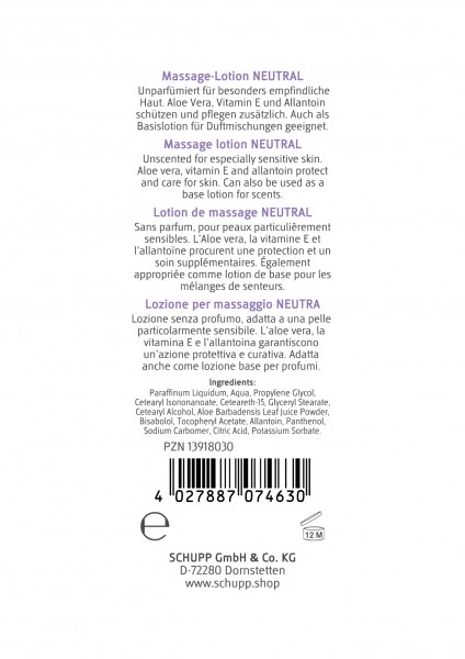 Schupp Massage-Lotion Neutral Kostenlose Rückgabe