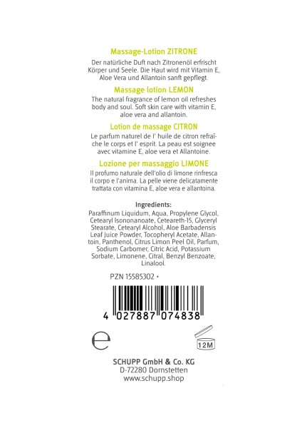 Schupp Massage-Lotion Zitrone Begrenzt auf 3 Tage