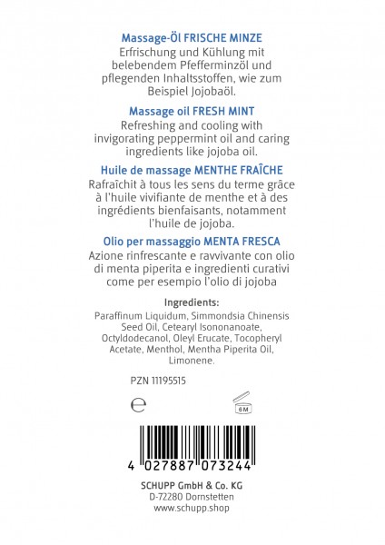 Schupp Massage-Öl Frische Minze Tägliche Deals