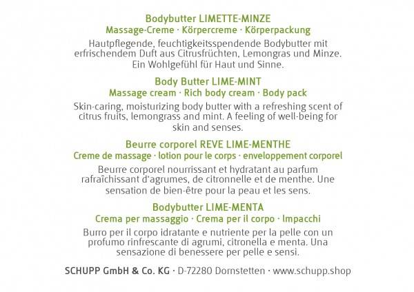 Schupp Bodybutter Limette-Minze Vierteljährliche Förderung