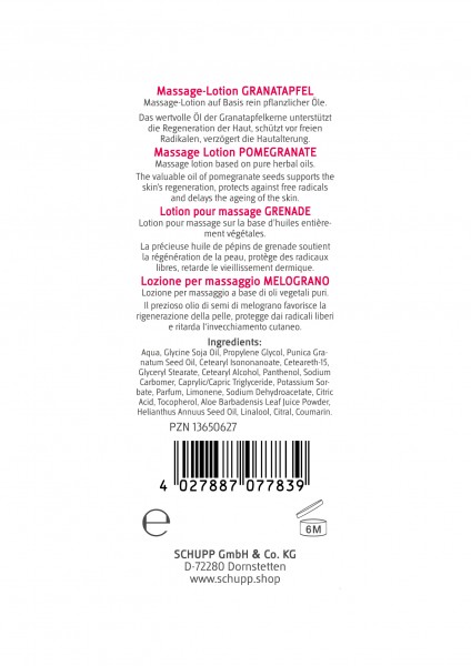 Schupp Massage-Lotion Granatapfel Schlussverkauf