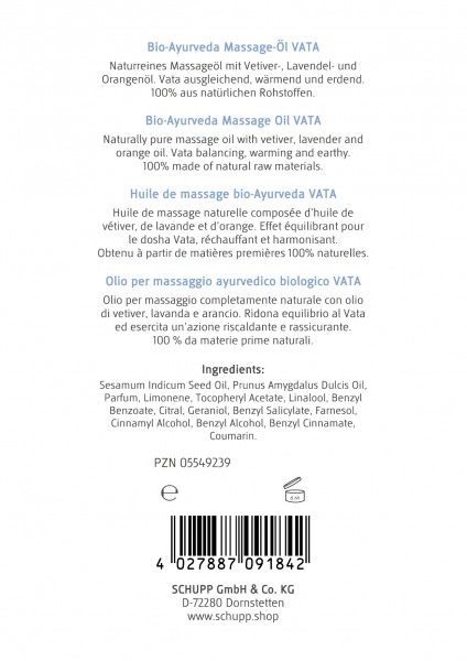 Schupp Bio-Ayurveda-Massage-Öl Vata Bestseller