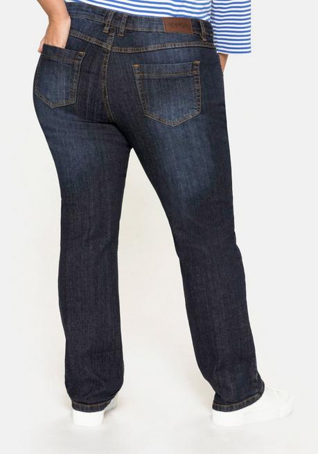 sheego Gerade Jeans mit Used-Effekten - dark blue Denim sheego Black Friday Preise