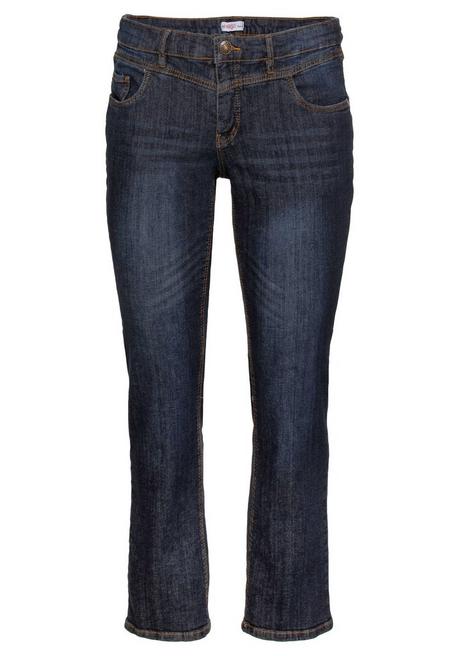 sheego Gerade Jeans mit Used-Effekten - dark blue Denim sheego Black Friday Preise