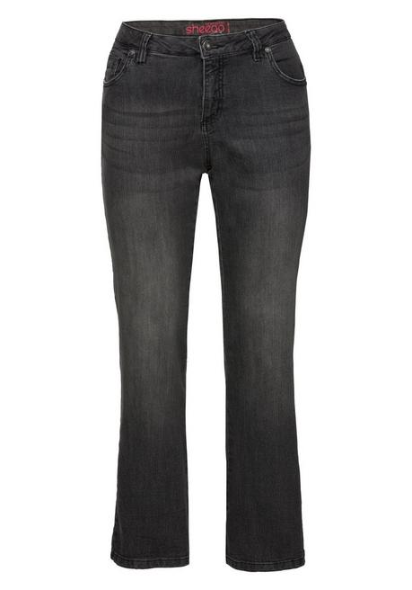sheego Bootcut-Jeans in 5-Pocket-Form, mit Used-Effekten - black Denim sheego Im Verkauf