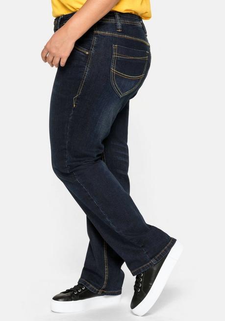 sheego Gerade Stretch-Jeans mit Used-Effekten - dark blue Denim sheego 50% Rabatt für begrenzte Zeit