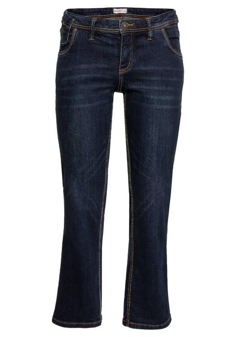 sheego Gerade Stretch-Jeans mit Used-Effekten - dark blue Denim sheego 50% Rabatt für begrenzte Zeit