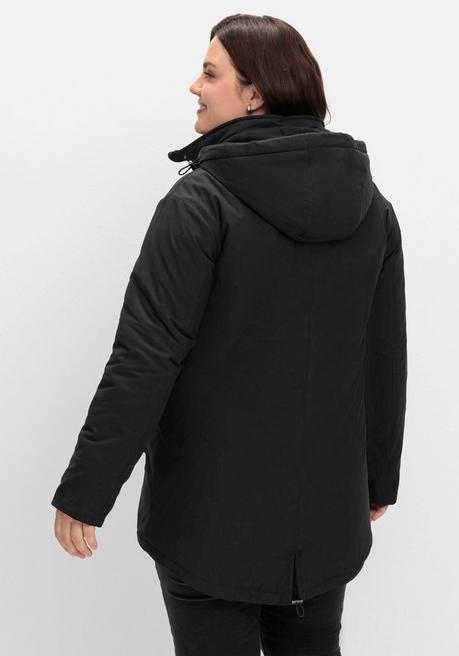sheego Parka mit gefütterter Kapuze und 2-Wege-Zipper - schwarz sheego Rabatte dieses Monats