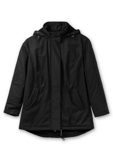 sheego Parka mit gefütterter Kapuze und 2-Wege-Zipper - schwarz sheego Rabatte dieses Monats