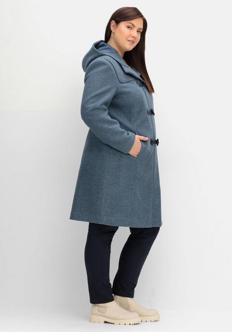 sheego Dufflecoat mit Wollanteil und Kapuze - taubenblau sheego 2025