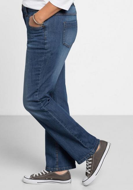 sheego Gerade Jeans mit Used-Effekten - blue Denim sheego Online