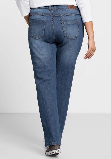 sheego Gerade Jeans mit Used-Effekten - blue Denim sheego Online