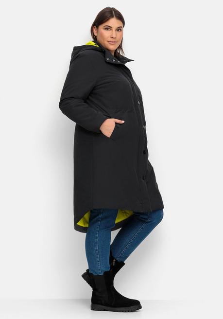 sheego Parka mit Kontrastfutter, wasserabweisend - schwarz sheego Outlet