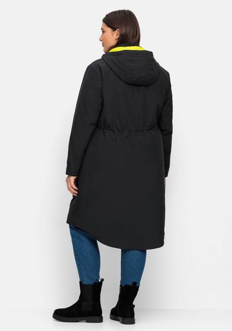 sheego Parka mit Kontrastfutter, wasserabweisend - schwarz sheego Outlet