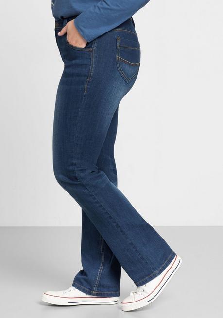sheego Gerade Stretch-Jeans mit Used-Effekten - blue Denim sheego Verkauf