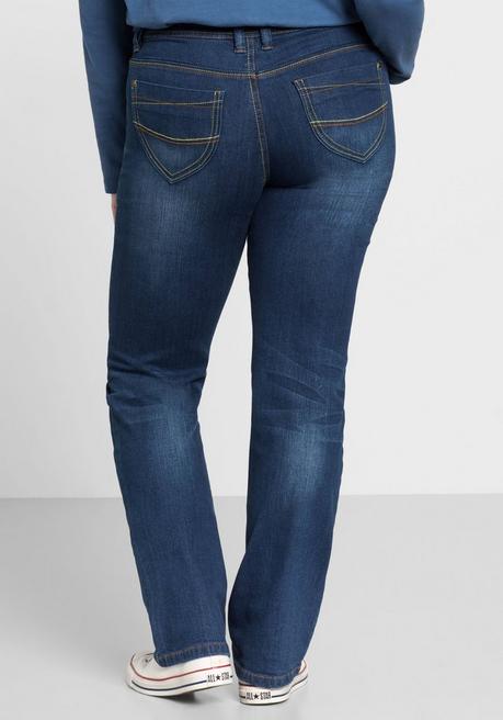 sheego Gerade Stretch-Jeans mit Used-Effekten - blue Denim sheego Verkauf
