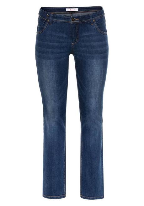 sheego Gerade Stretch-Jeans mit Used-Effekten - blue Denim sheego Verkauf