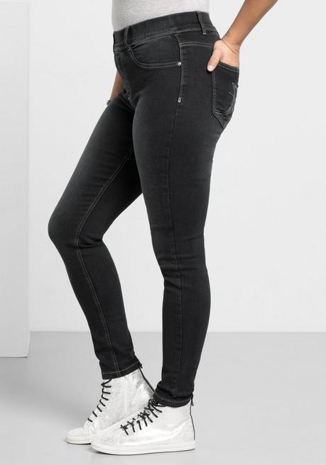 sheego Jeggings in Power-Stretch-Qualität, mit Schlupfbund - black Denim sheego Sonderangebot